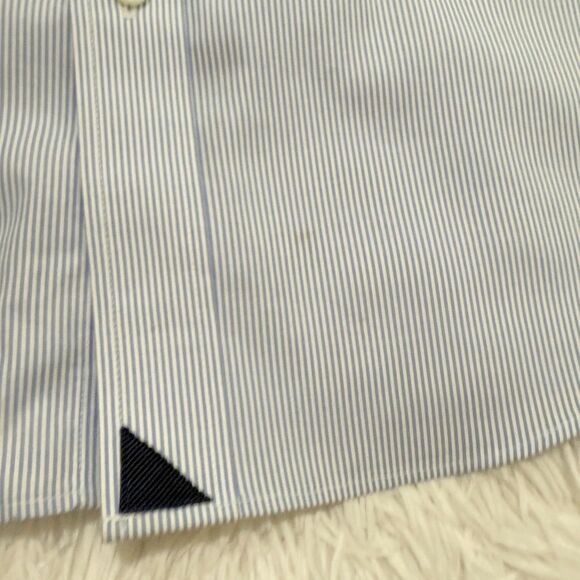 Men UNTUCKit Cotton Button Up Dress Shirt Long Sleeve in Blue Stripe Size Medium - Picture 6 of 7